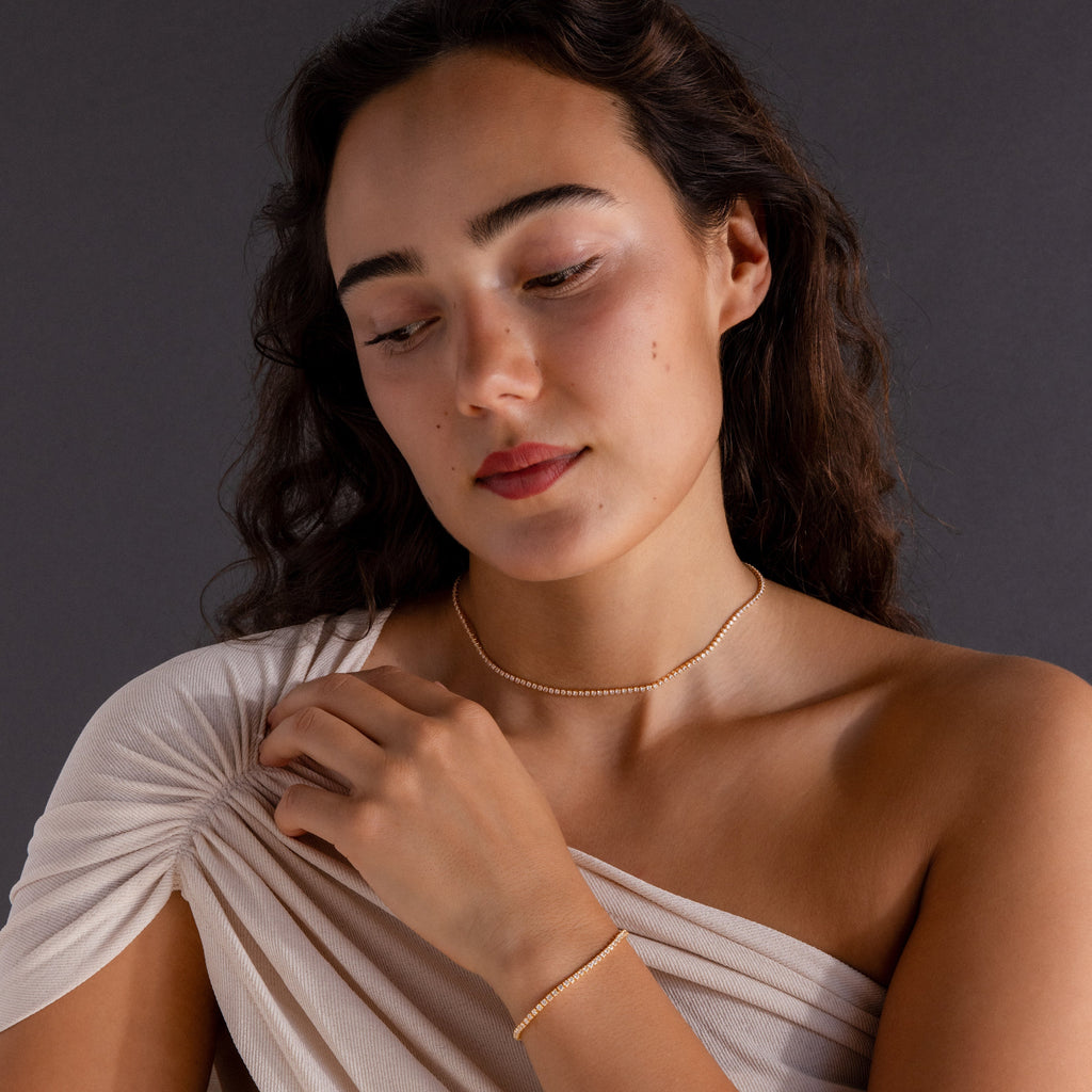 Dainty Diamond Tennis Necklace & Bracelet Set
