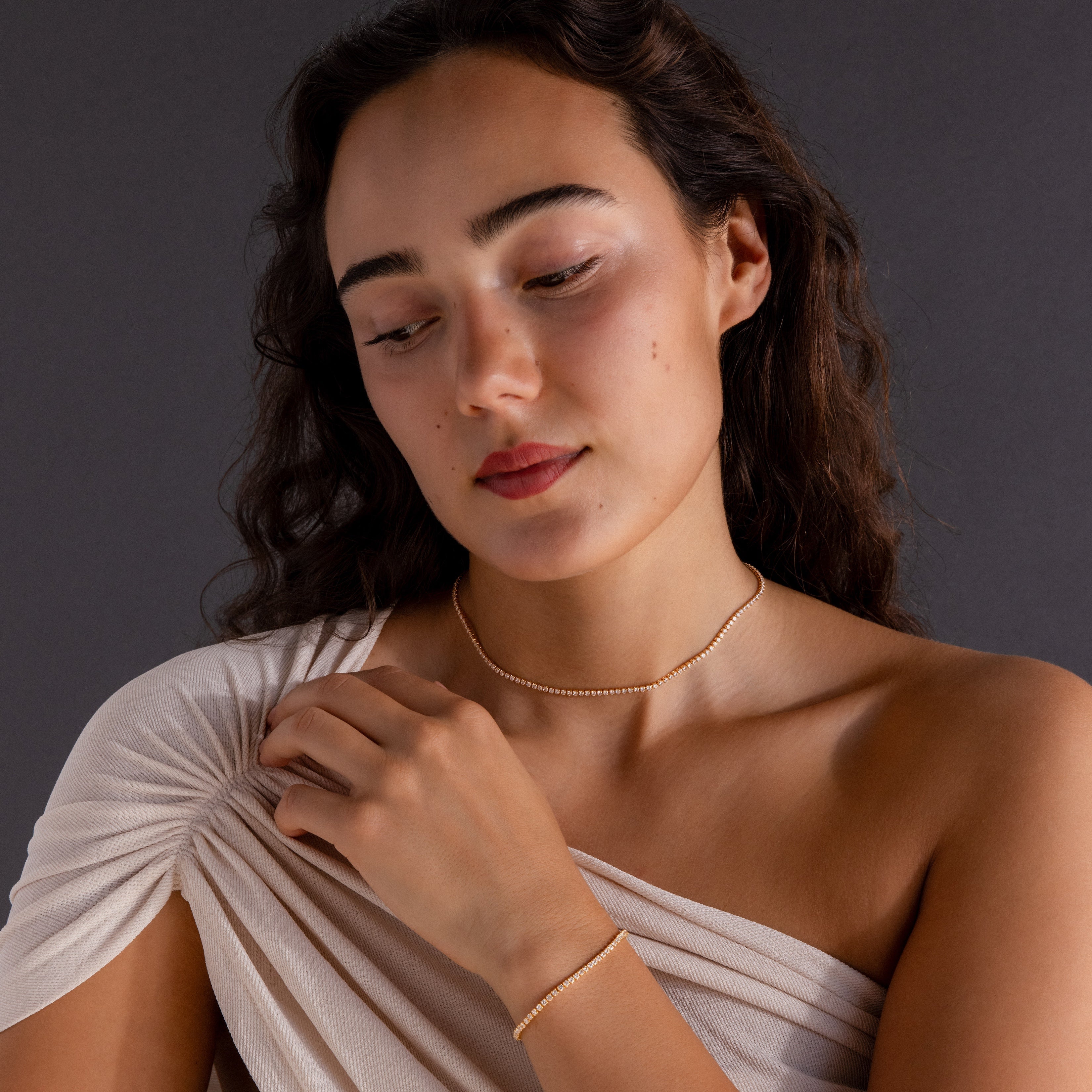 Dainty Diamond Tennis Necklace & Bracelet Set