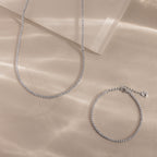 Dainty Diamond Tennis Necklace & Bracelet Set