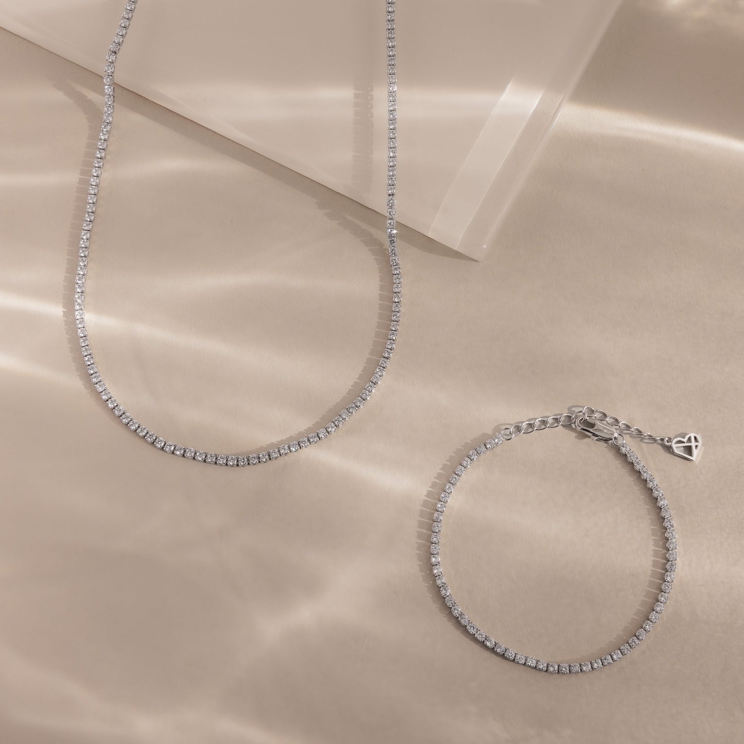 Dainty Diamond Tennis Necklace & Bracelet Set