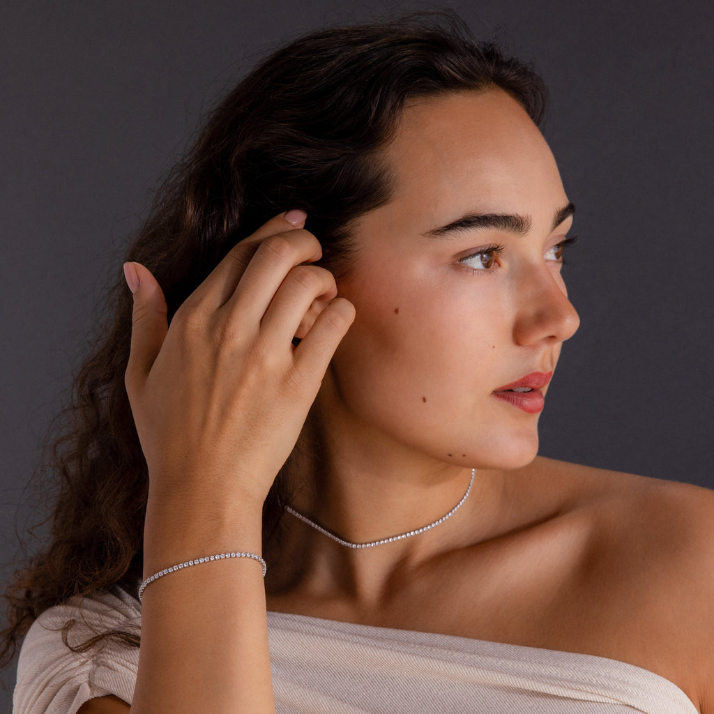 Dainty Diamond Tennis Necklace & Bracelet Set