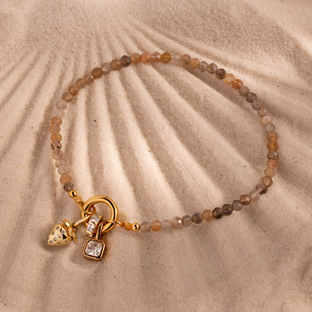 Sunstone Beaded Charm Bracelet