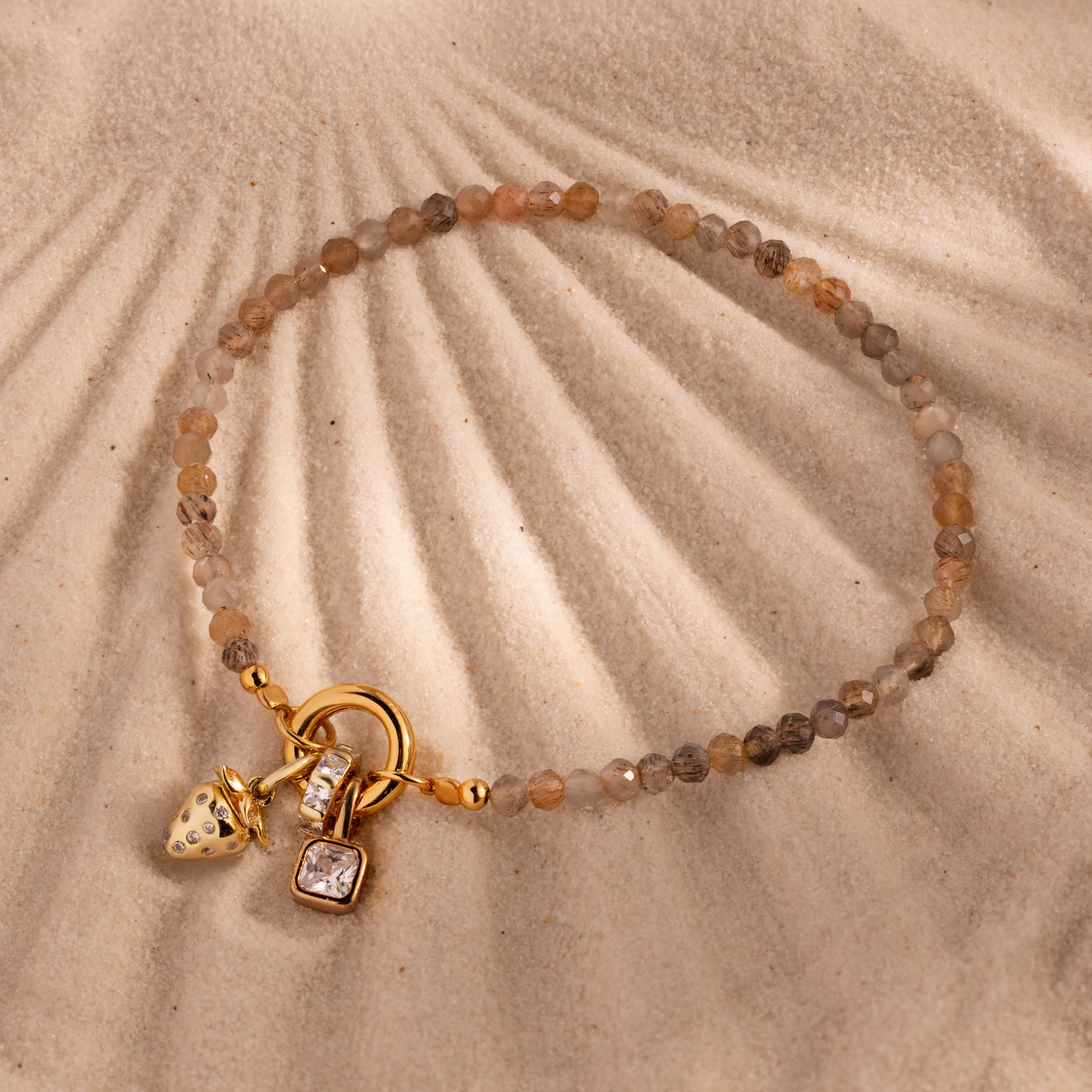 Sunstone Beaded Charm Bracelet