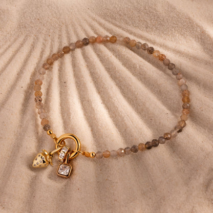 Sunstone Beaded Charm Bracelet