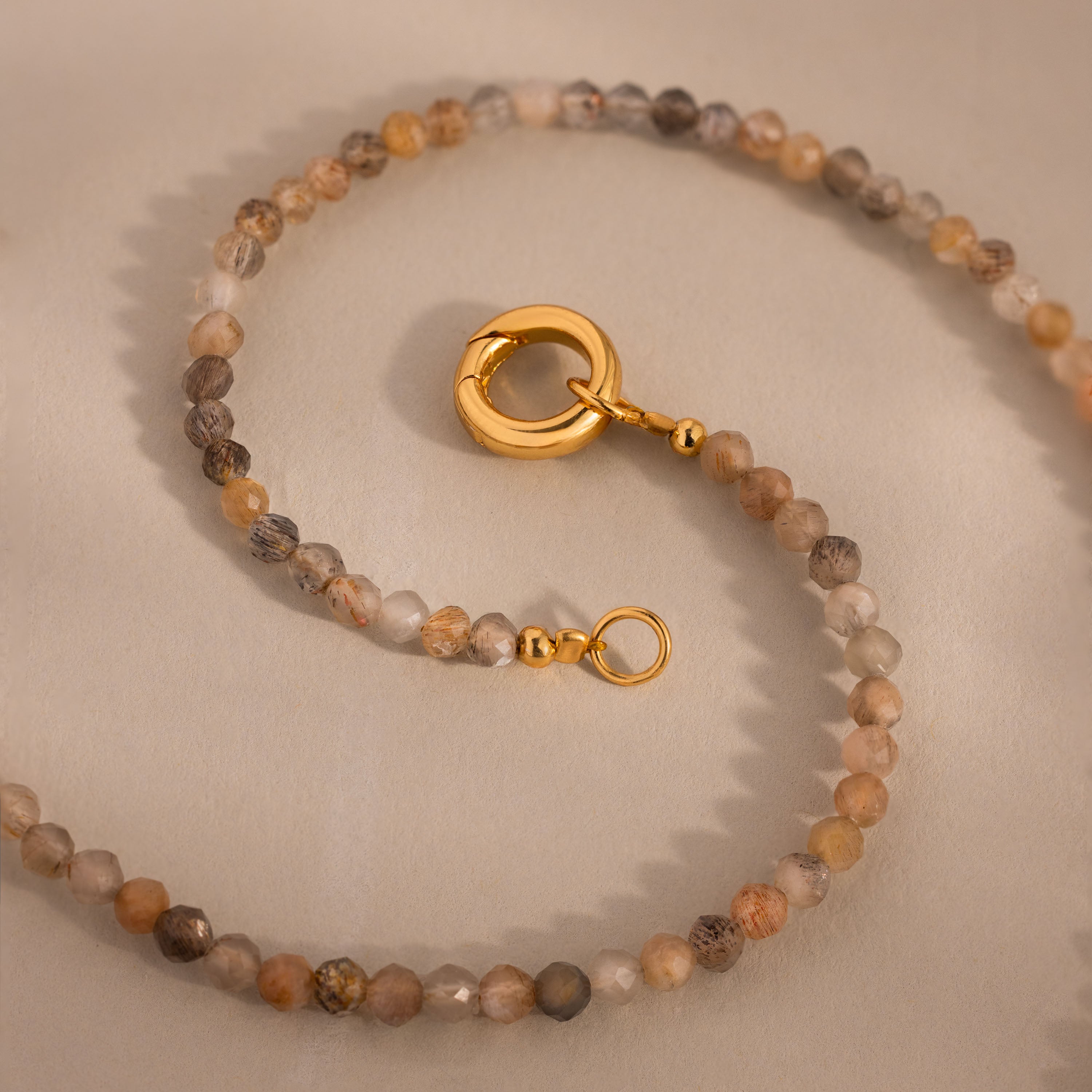 Sunstone Beaded Charm Bracelet