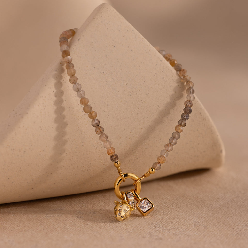 Sunstone Beaded Charm Bracelet