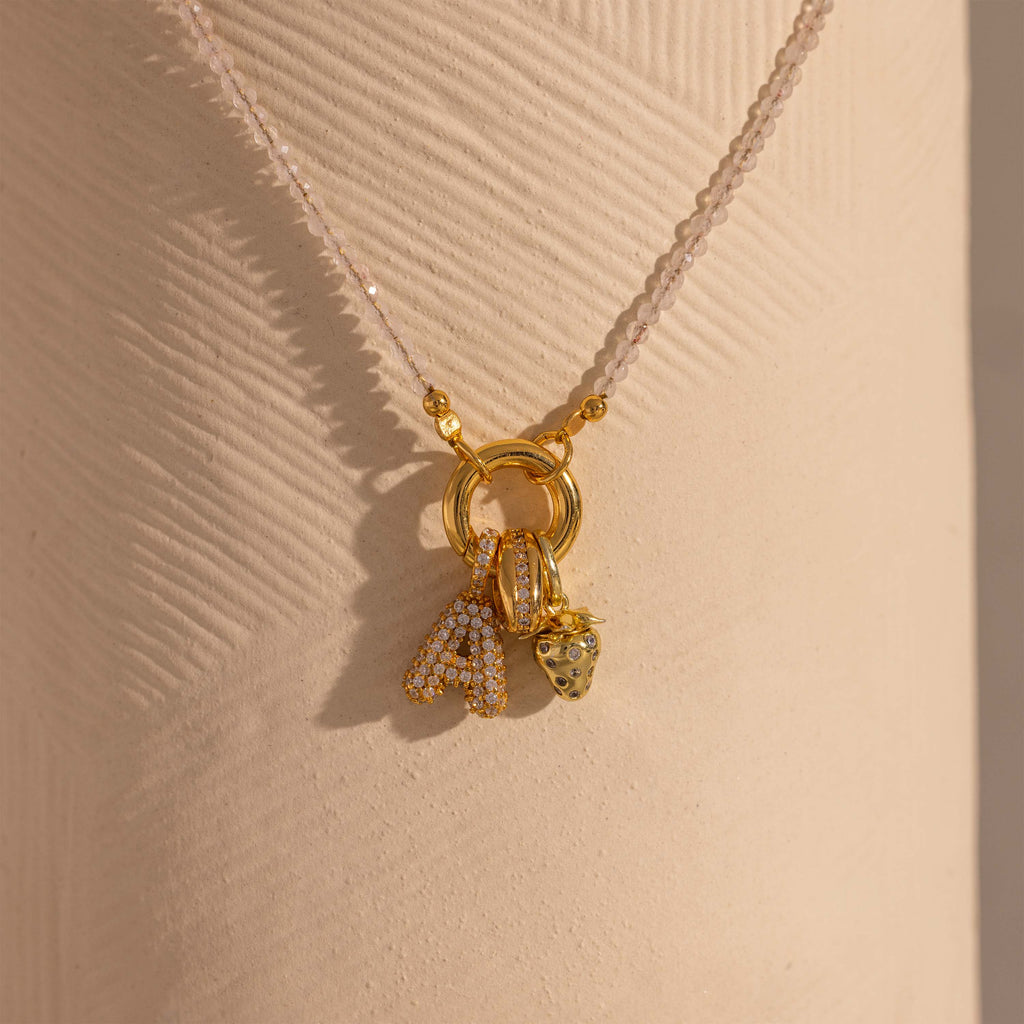Quartz Beaded Charm Necklace