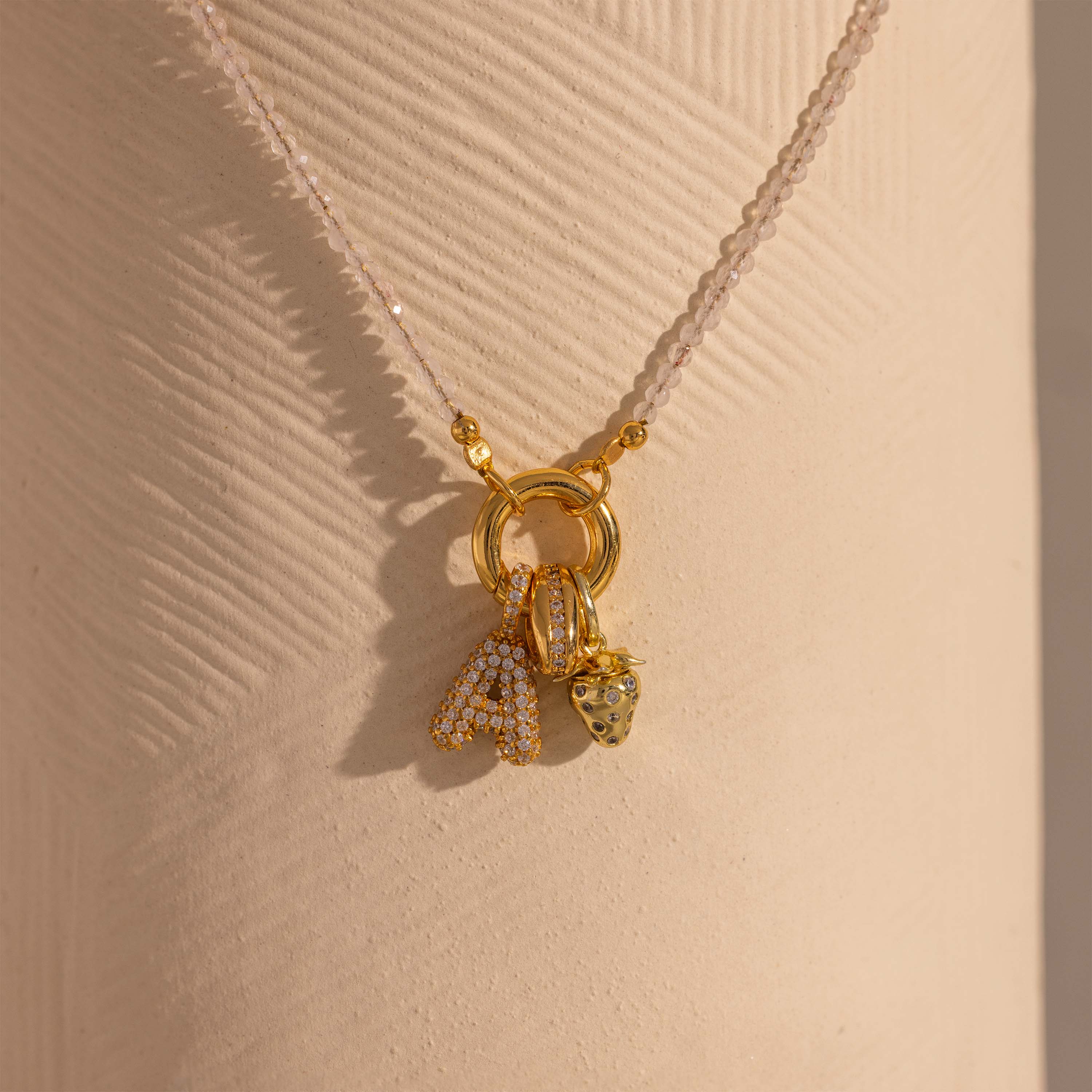 Quartz Beaded Charm Necklace