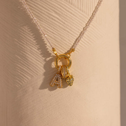 Quartz Beaded Charm Necklace