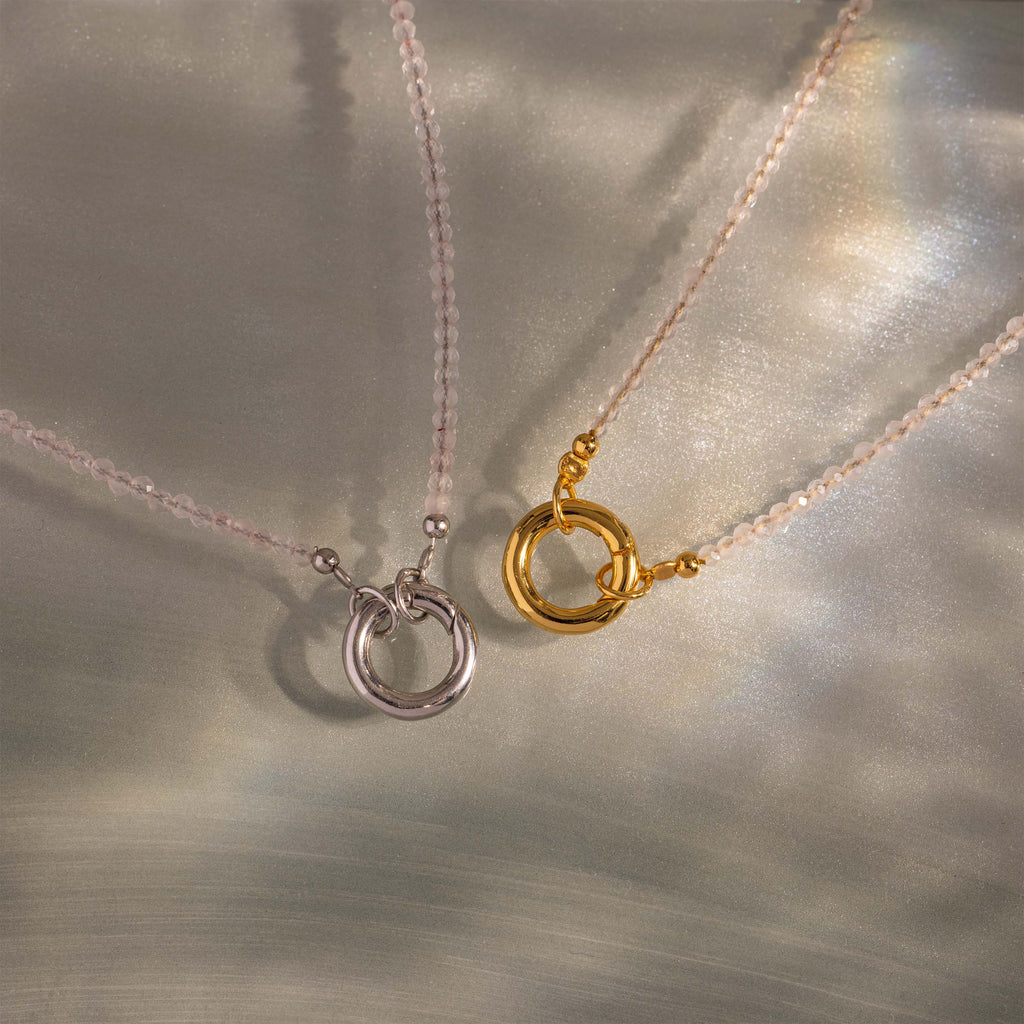 Quartz Beaded Charm Necklace