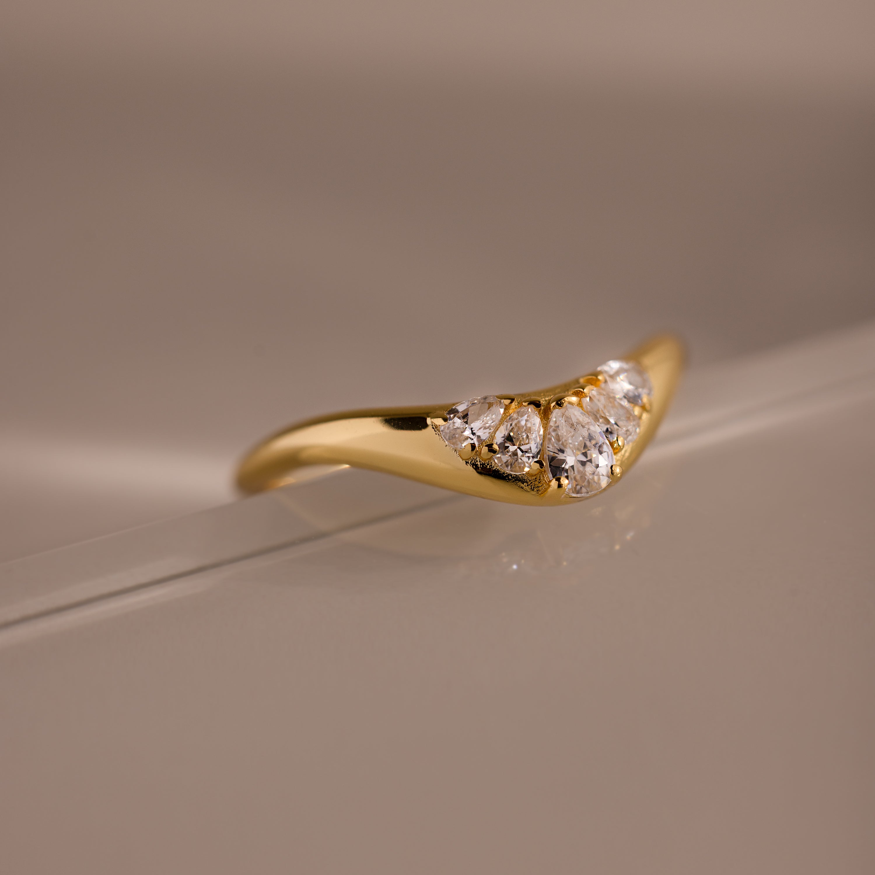 Sunrise Diamond Curve Ring