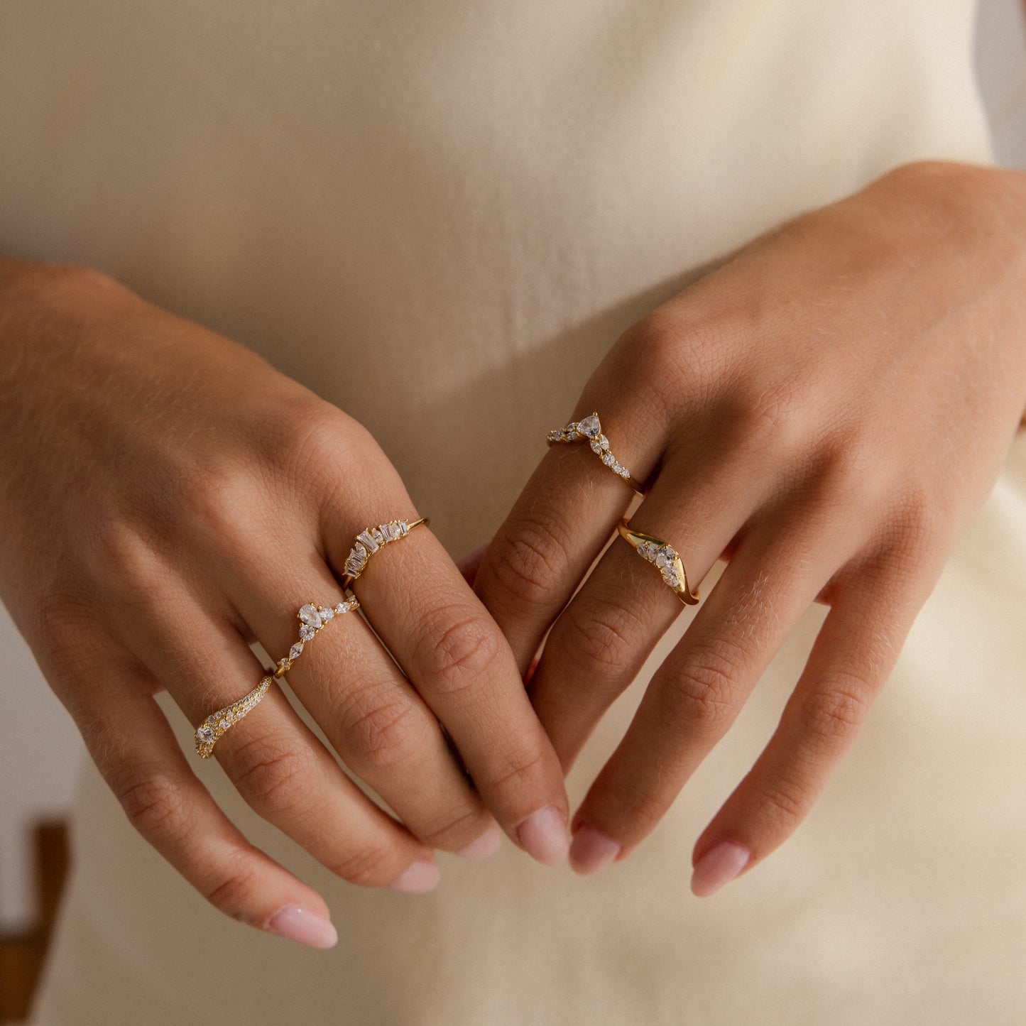 Sunrise Diamond Curve Ring