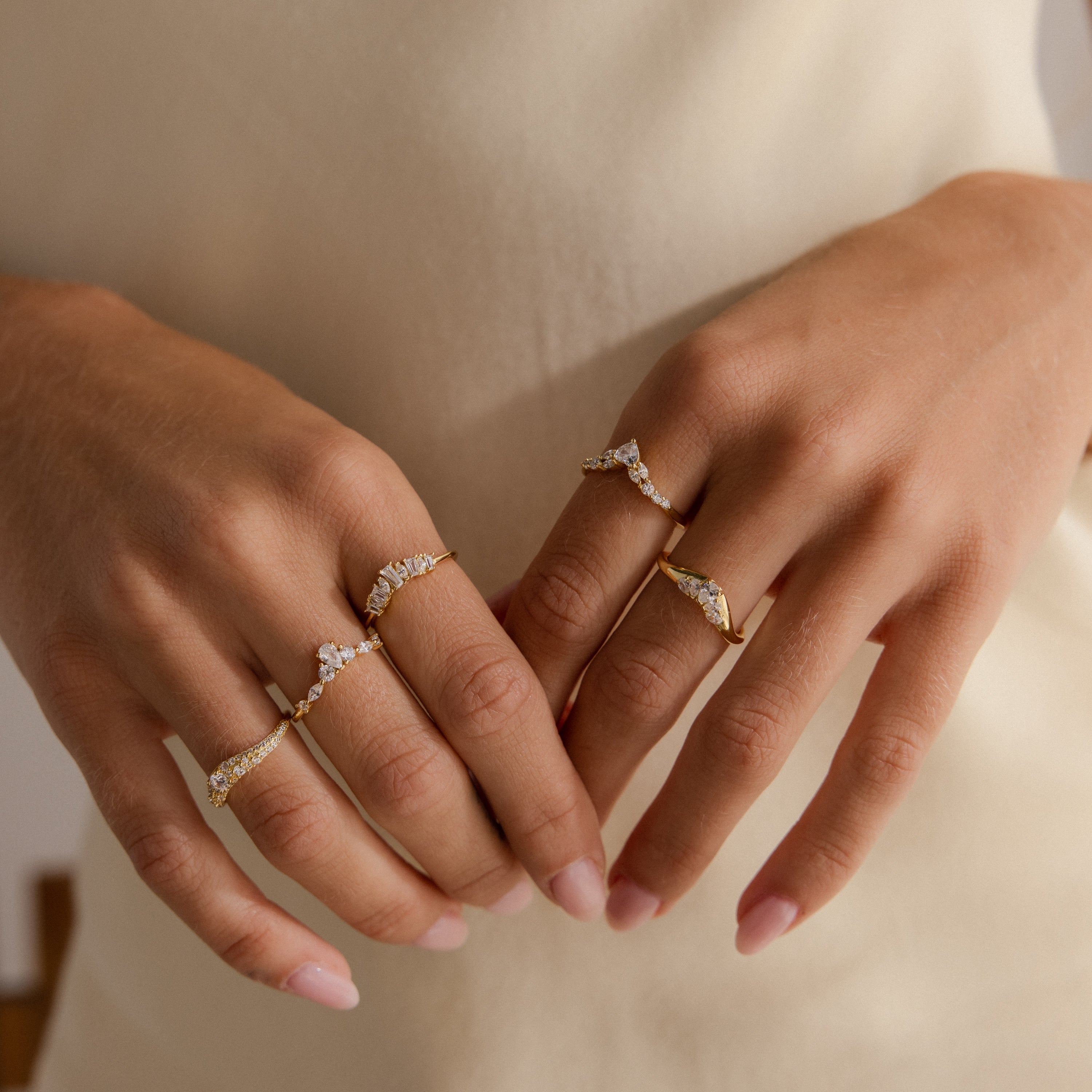 Sunrise Diamond Curve Ring