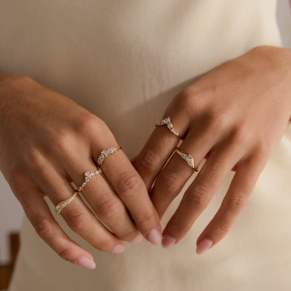 Sunrise Diamond Curve Ring