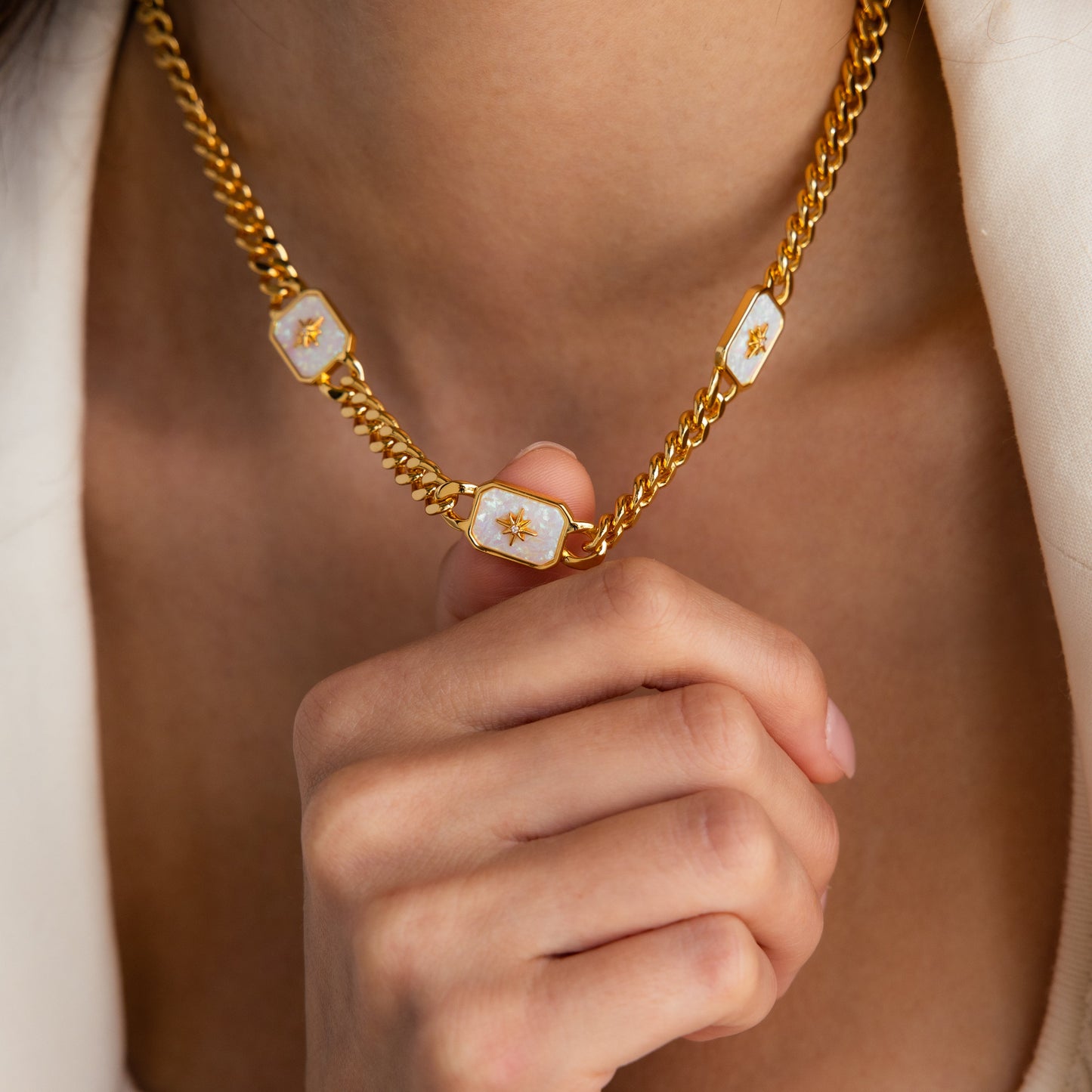 North Star Opal Trio Necklace
