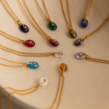 North Star Birthstone Signet Necklace