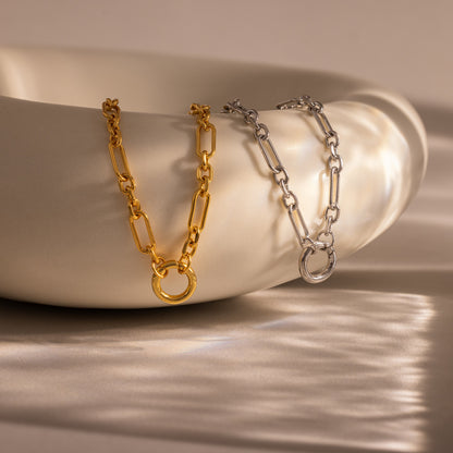 Rolo Circle Figaro Necklace