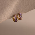 Staggered Baguette Birthstone Huggies