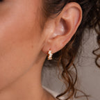 Staggered Baguette Birthstone Huggies
