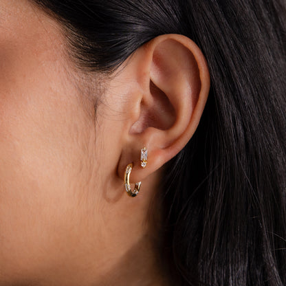 Baguette Birthstone Drop Studs