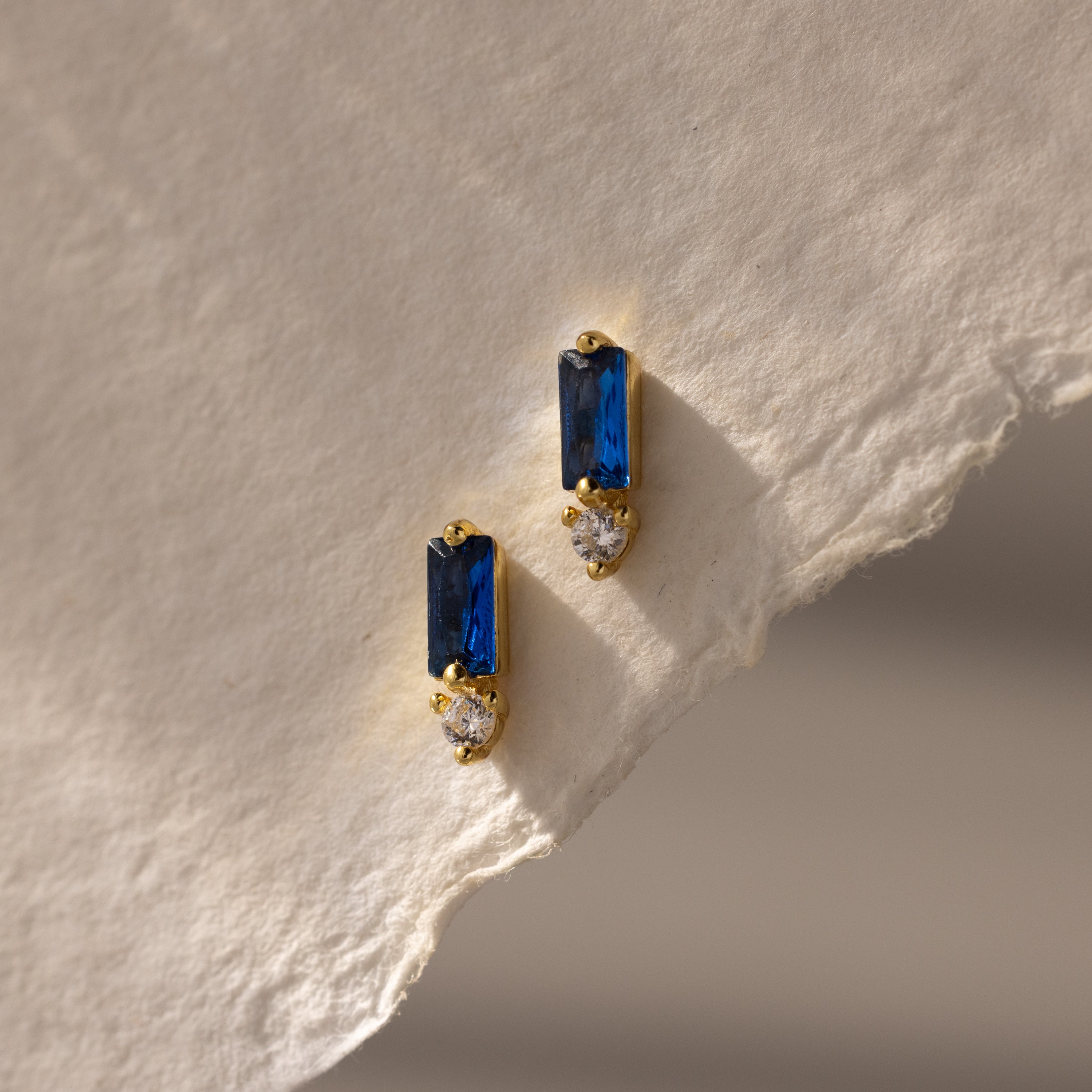 Baguette Birthstone Drop Studs