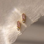 Baguette Birthstone Drop Studs