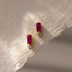 Baguette Birthstone Drop Studs