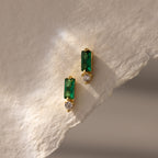 Baguette Birthstone Drop Studs