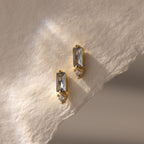 Baguette Birthstone Drop Studs