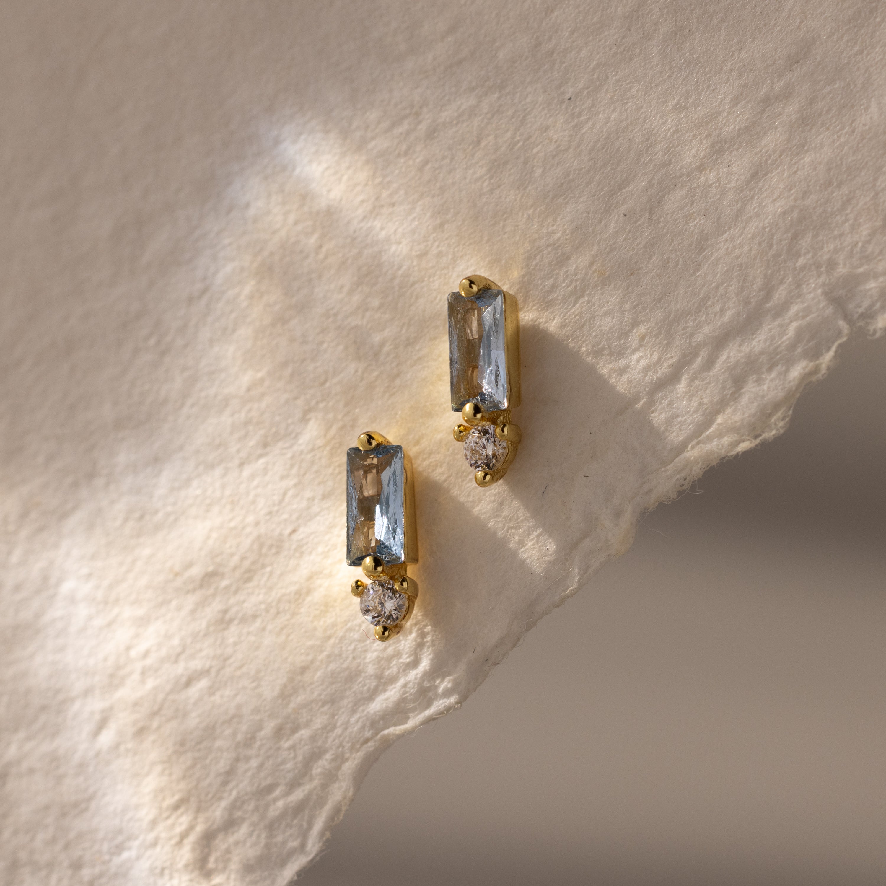 Baguette Birthstone Drop Studs