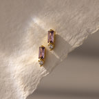 Baguette Birthstone Drop Studs