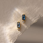 Baguette Birthstone Drop Studs