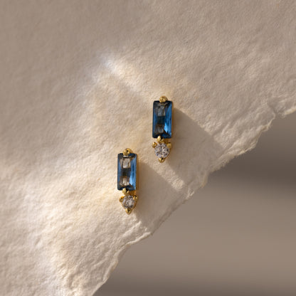 Baguette Birthstone Drop Studs