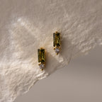 Baguette Birthstone Drop Studs