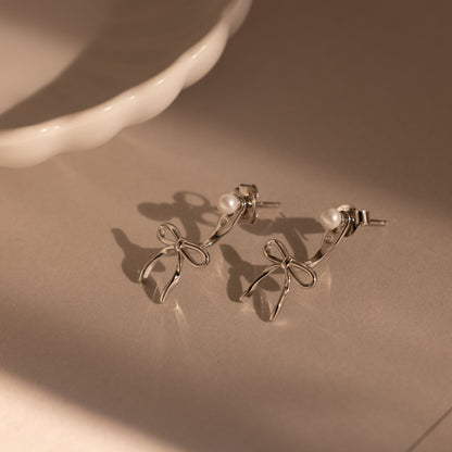 Pearl & Bow Ear Jackets
