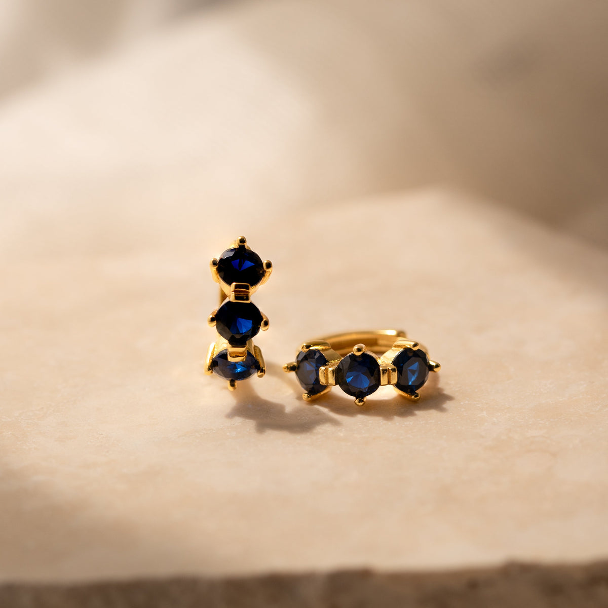 Triple Birthstone Huggies