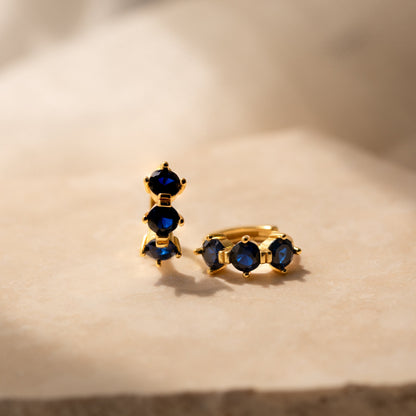 Triple Birthstone Huggies