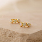 Triple Birthstone Huggies