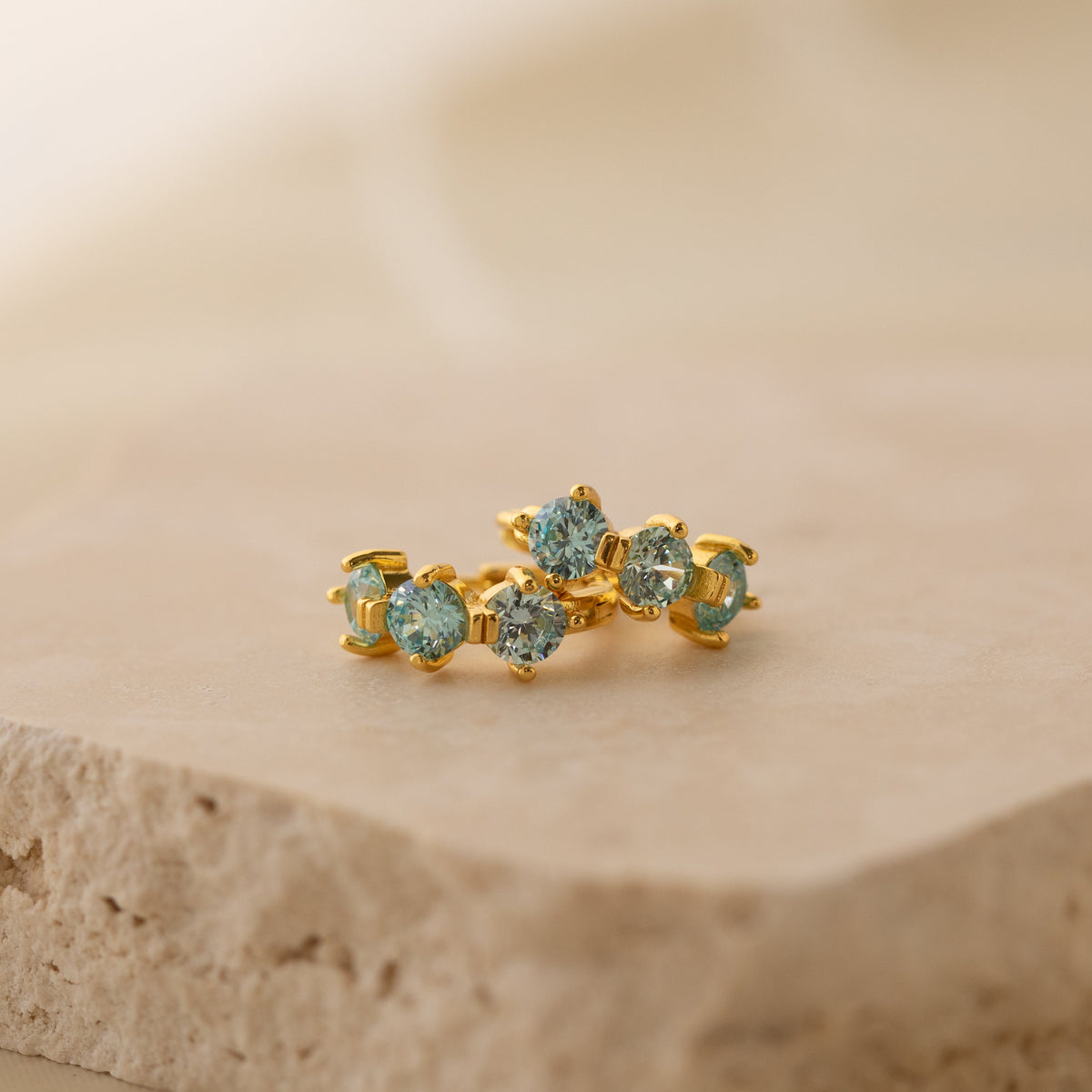 Triple Birthstone Huggies
