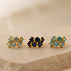 Triple Birthstone Huggies