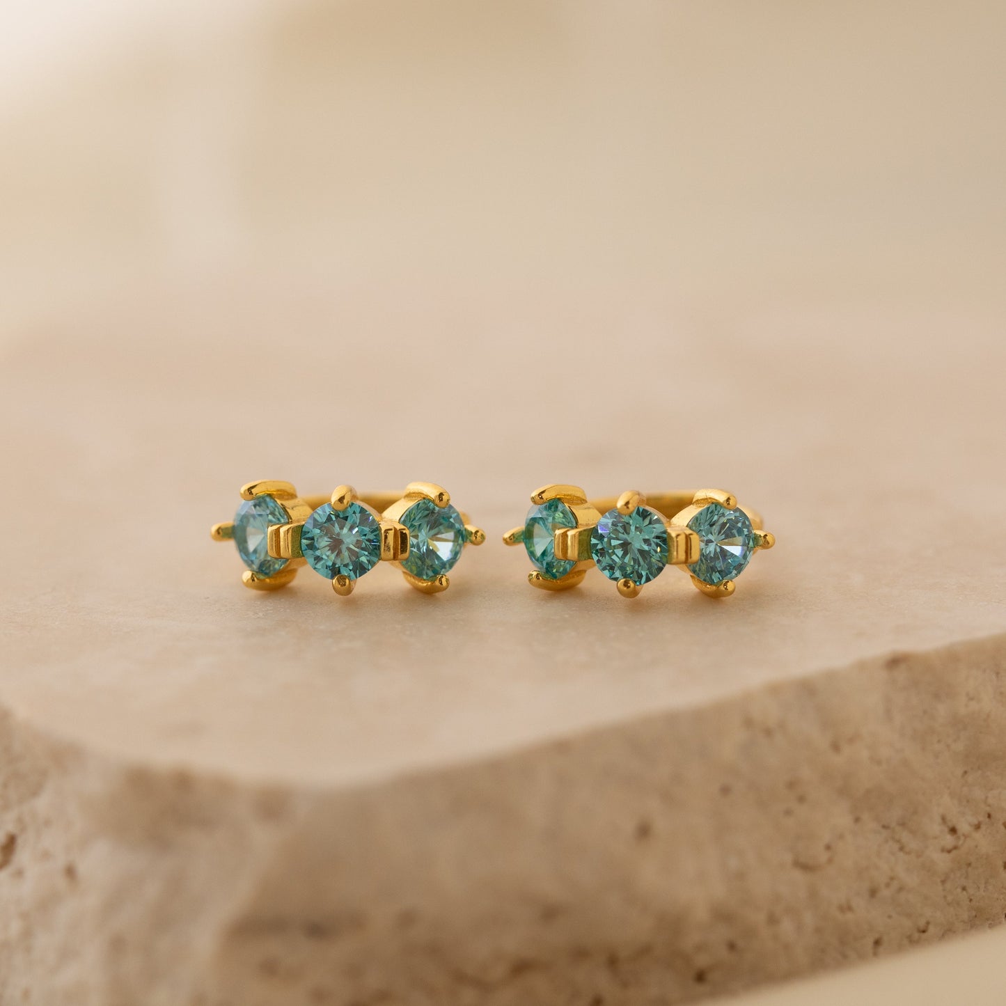 Triple Birthstone Huggies