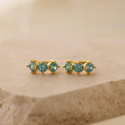 Triple Birthstone Huggies
