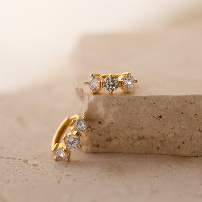Triple Birthstone Huggies