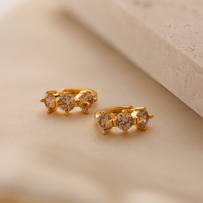 Triple Birthstone Huggies