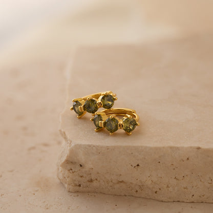 Triple Birthstone Huggies