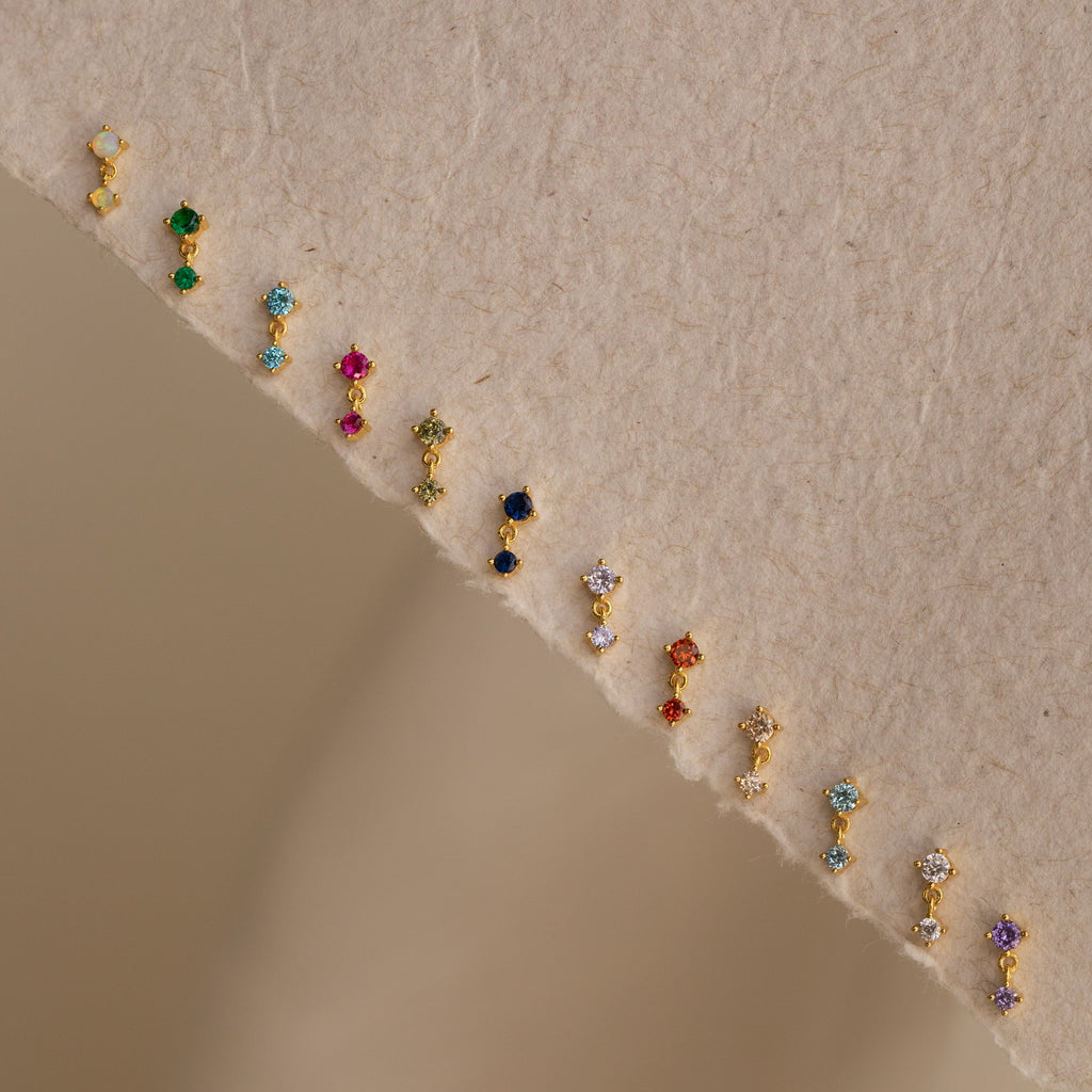Birthstone Drop Studs