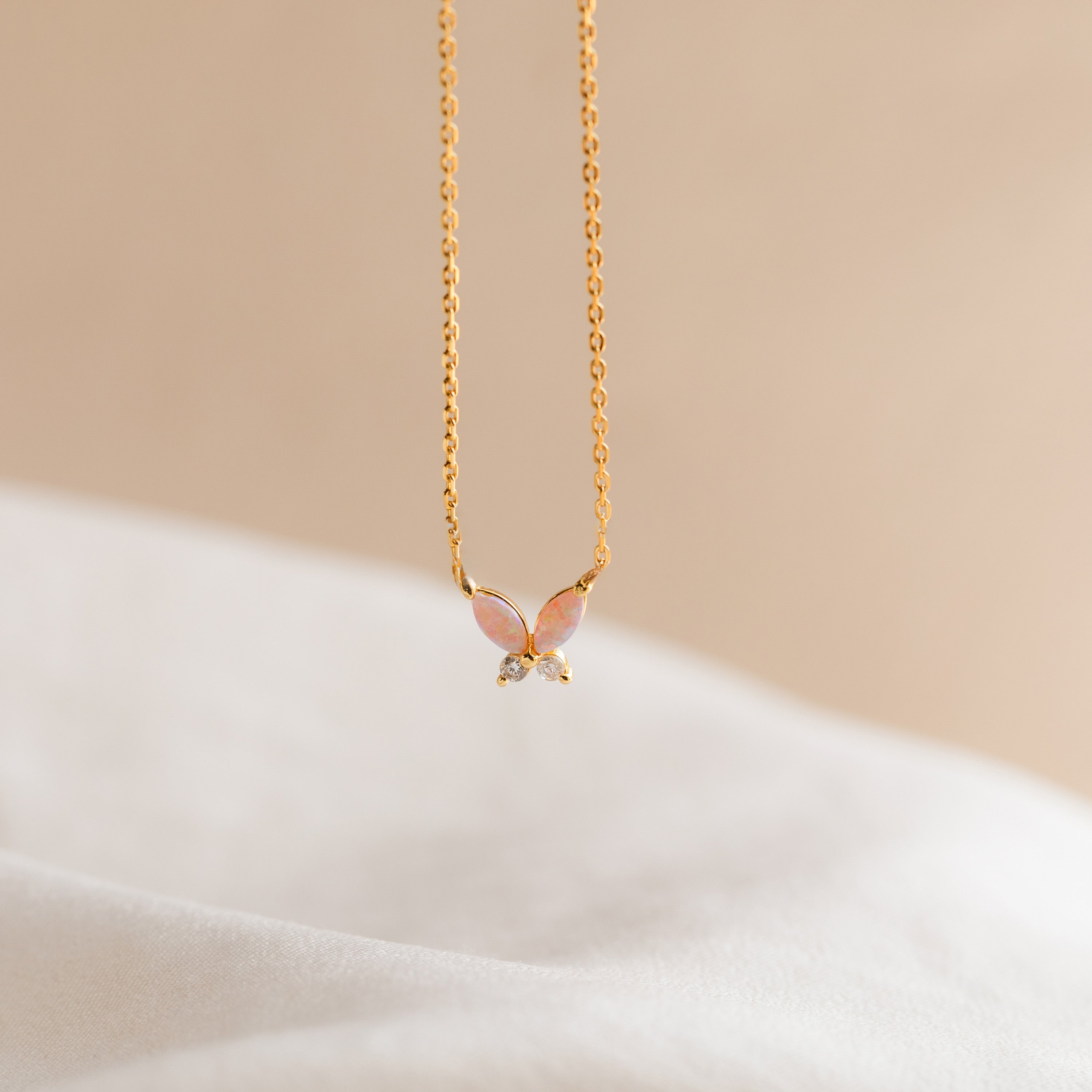 Pink Opal Butterfly Necklace