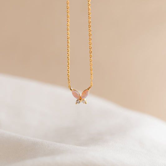 Pink Opal Butterfly Necklace