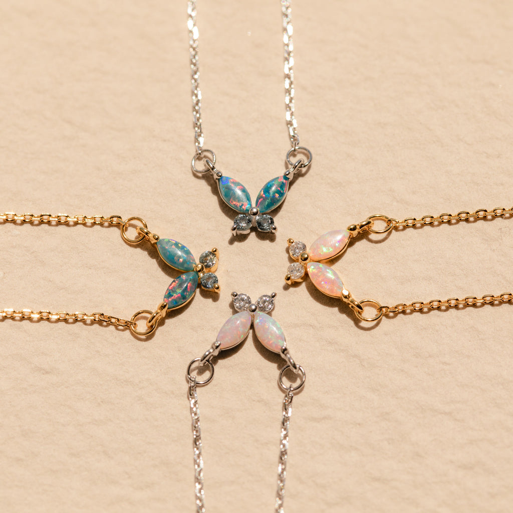 Pink Opal Butterfly Necklace