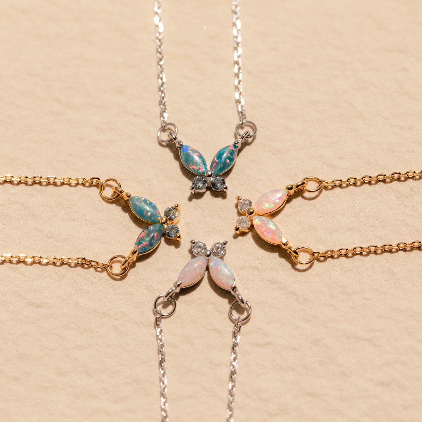 Pink Opal Butterfly Necklace